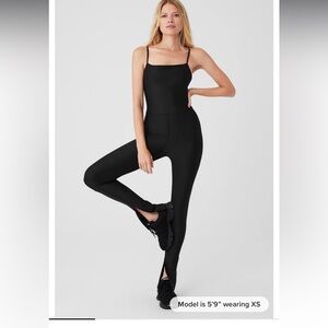 ALO Yoga Black Athletic Jumpsuit with Spaghetti Straps